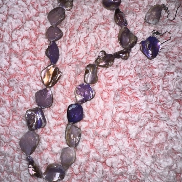Purple and Brown Stone Necklace and Earring Set - Picture 8 of 8